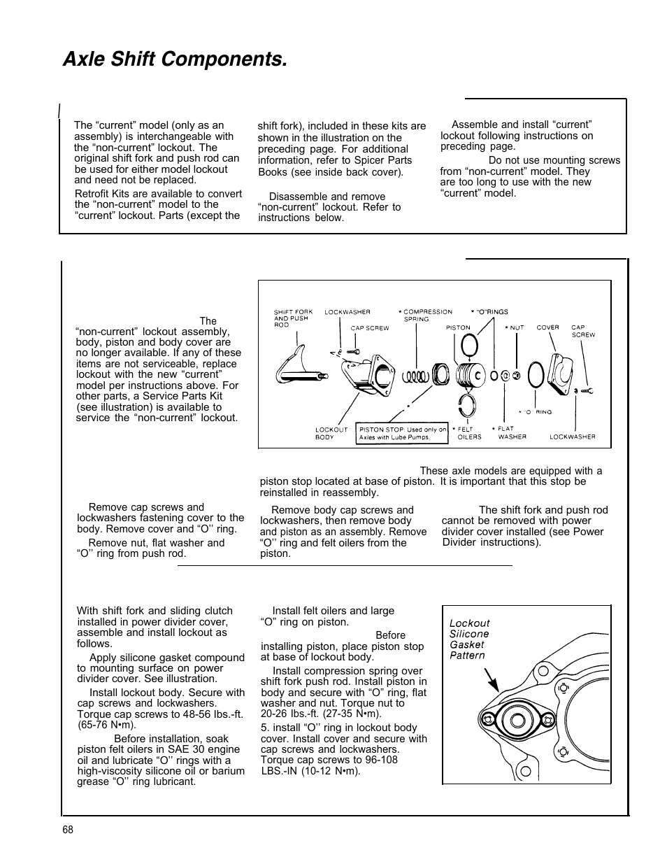 Axle shift components. i, Model lockout, Standard” "non-current” model lockout overhaul | Retrofit “non-current” to “current | Spicer Tandem Drive Axle Dual Range & Double Planetary 34,000-45,000 lbs User Manual | Page 67 / 78
