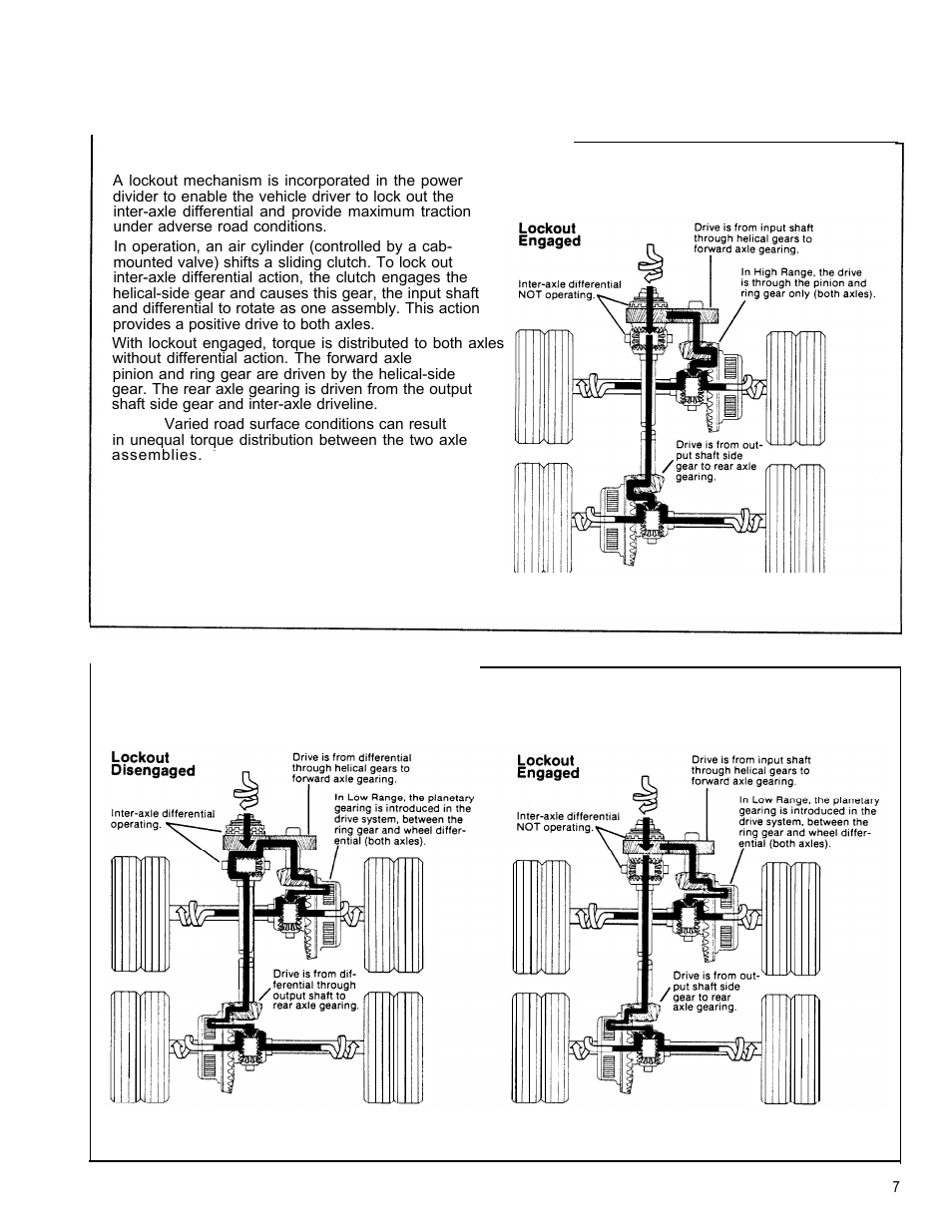 Torque distribution in high range (cent’d), Torque distribution in low range | Spicer Tandem Drive Axle Dual Range & Double Planetary 34,000-45,000 lbs User Manual | Page 7 / 78