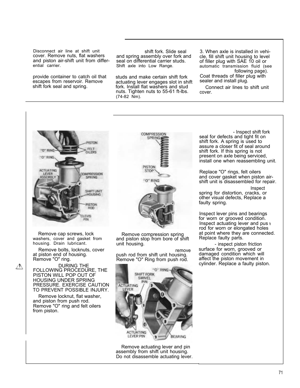 Air shift unit replacement, Air shift unit overhaul | Spicer Tandem Drive Axle Dual Range & Double Planetary 34,000-45,000 lbs User Manual | Page 70 / 78
