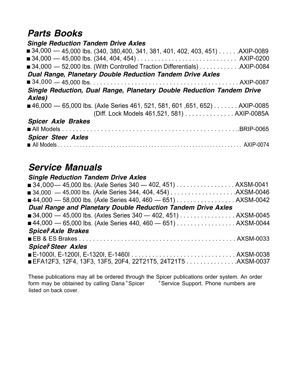 Parts books, Service manuals | Spicer Tandem Drive Axle Dual Range & Double Planetary 34,000-45,000 lbs User Manual | Page 76 / 78