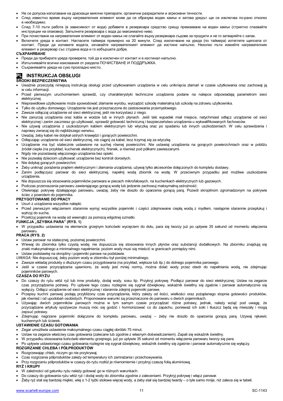 Pl instrukcja obs ugi | Scarlett SC-1143 User Manual | Page 11 / 31