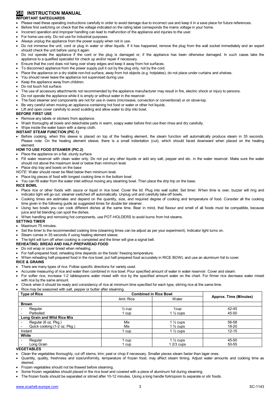 Gb instruction manual | Scarlett SC-1143 User Manual | Page 3 / 31