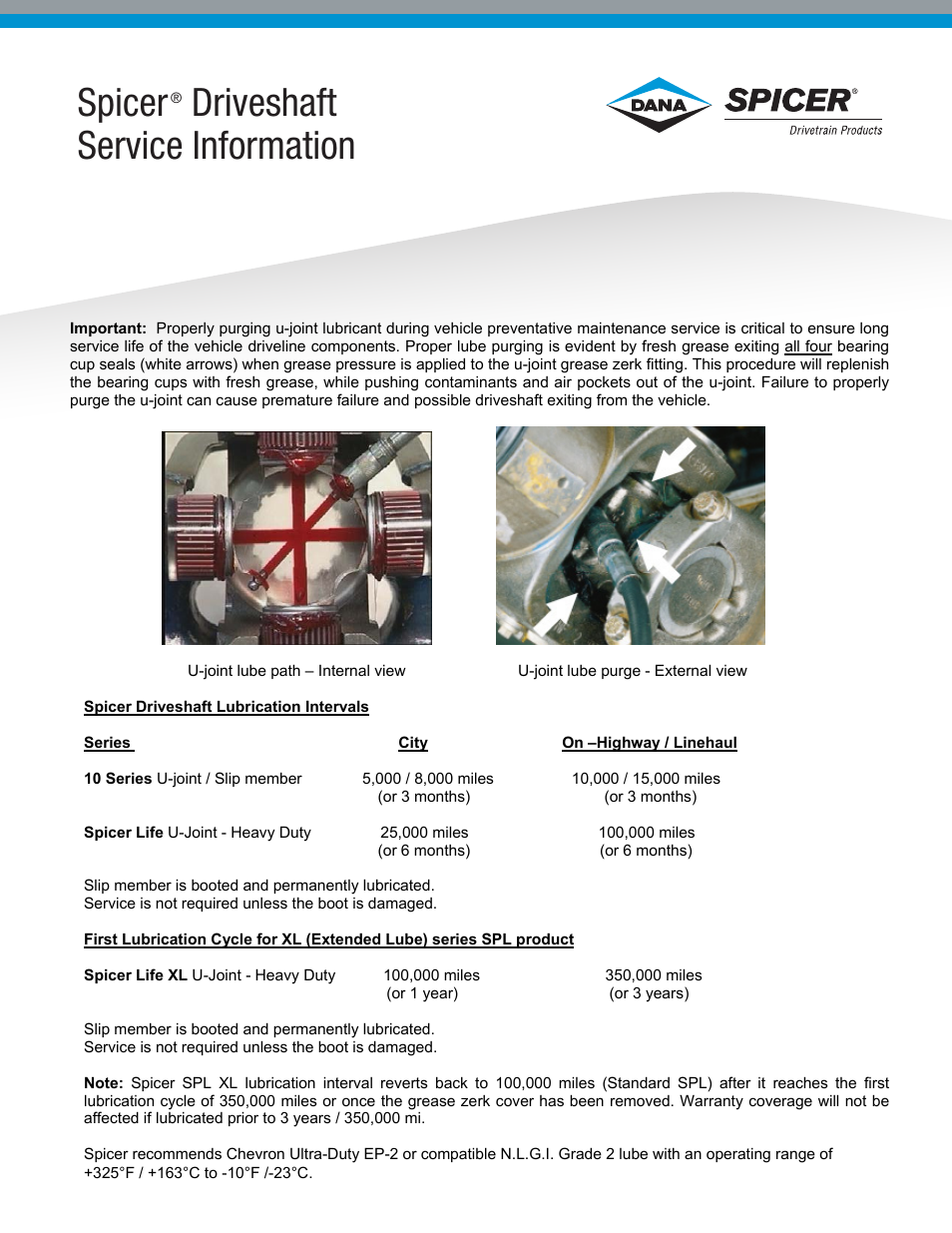 Spicer Driveshaft Service Information User Manual | 2 pages