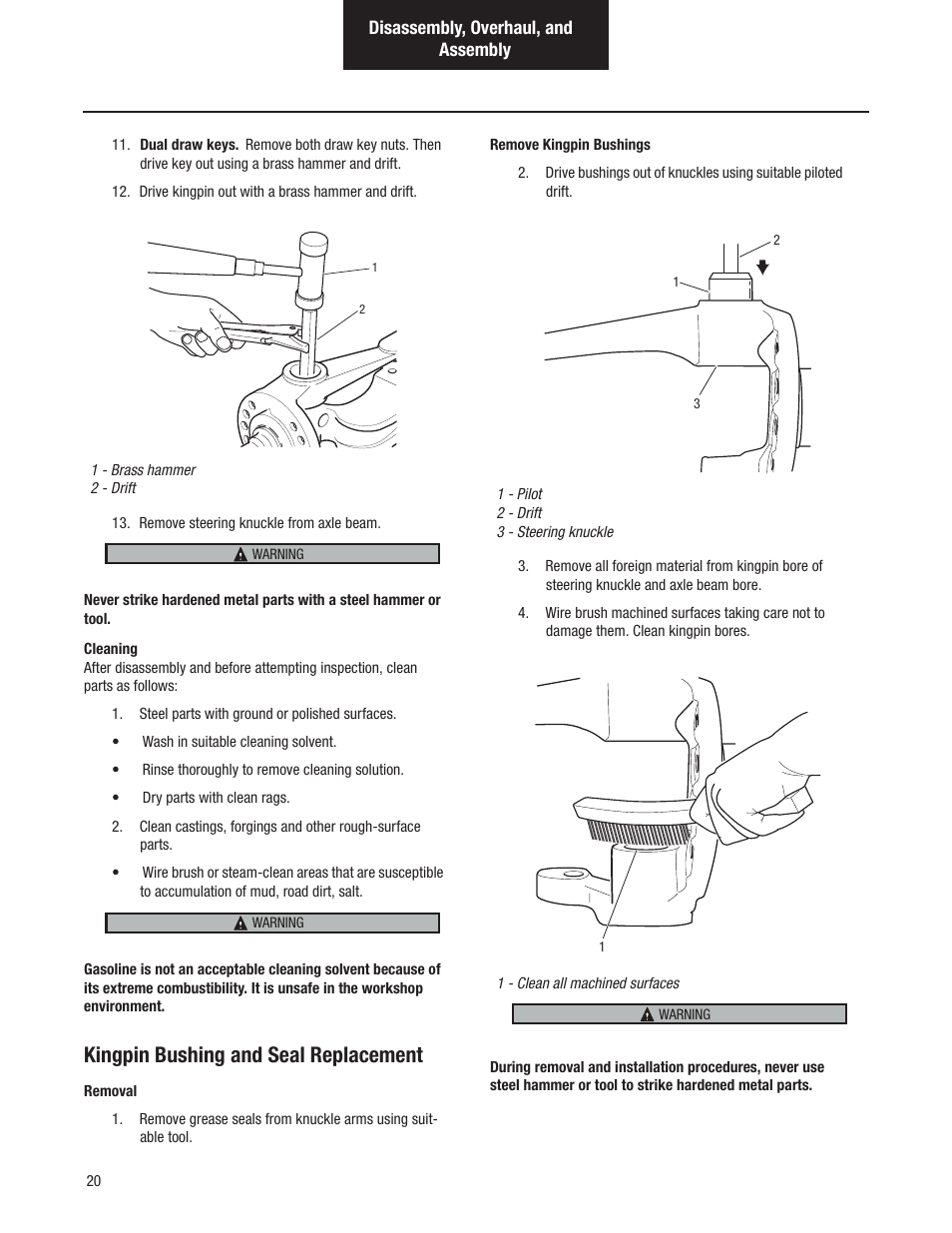 Kingpin bushing and seal replacement | Spicer Dana Spicer Steer Axles - Service Manaul User Manual | Page 24 / 48