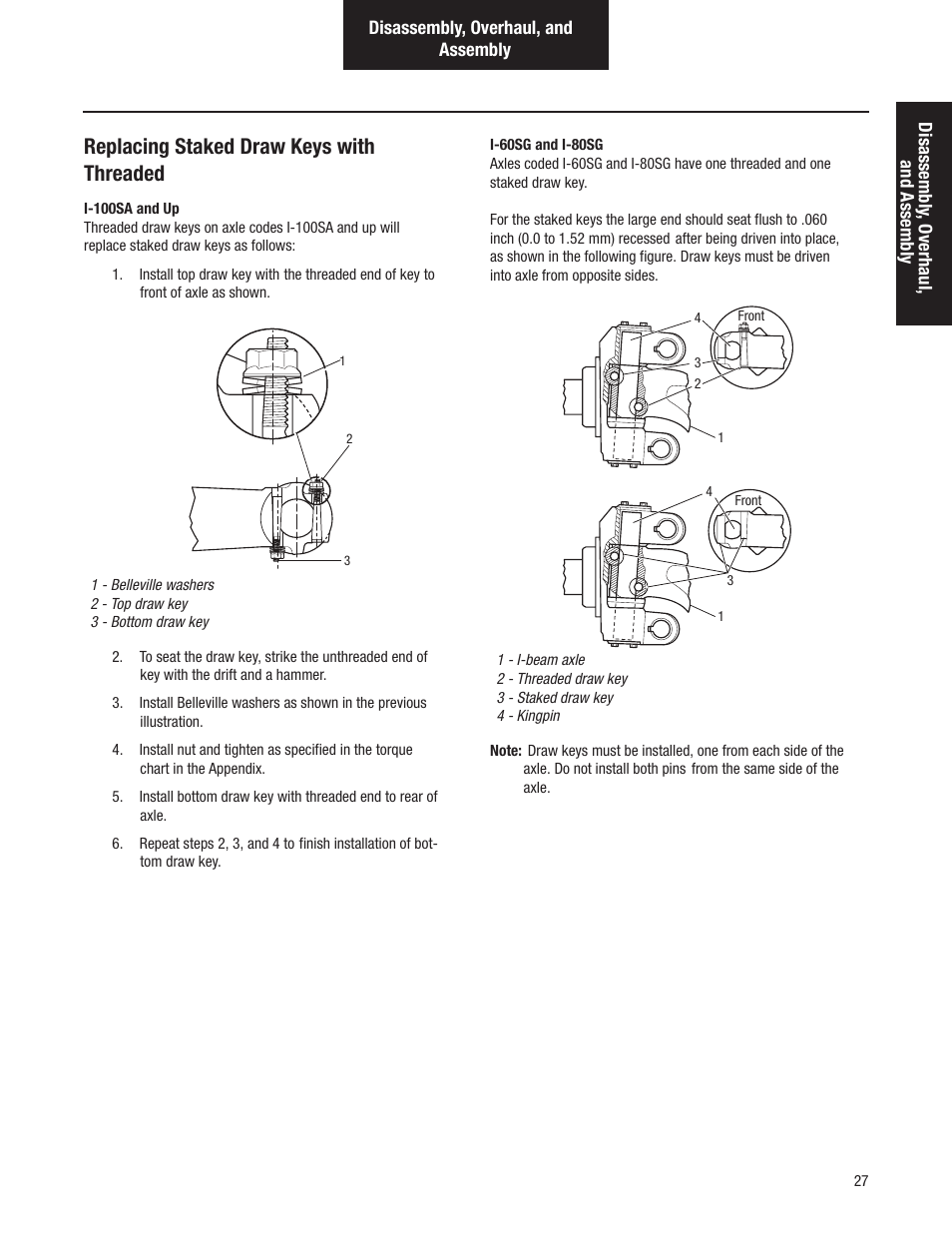Replacing staked draw keys with threaded | Spicer Dana Spicer Steer Axles - Service Manaul User Manual | Page 31 / 48