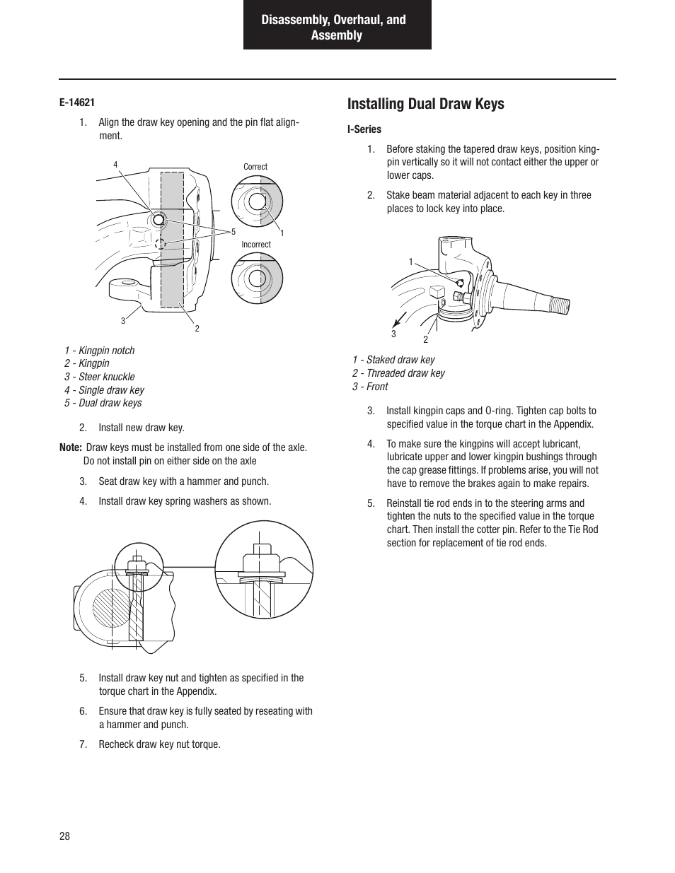 Installing dual draw keys | Spicer Dana Spicer Steer Axles - Service Manaul User Manual | Page 32 / 48