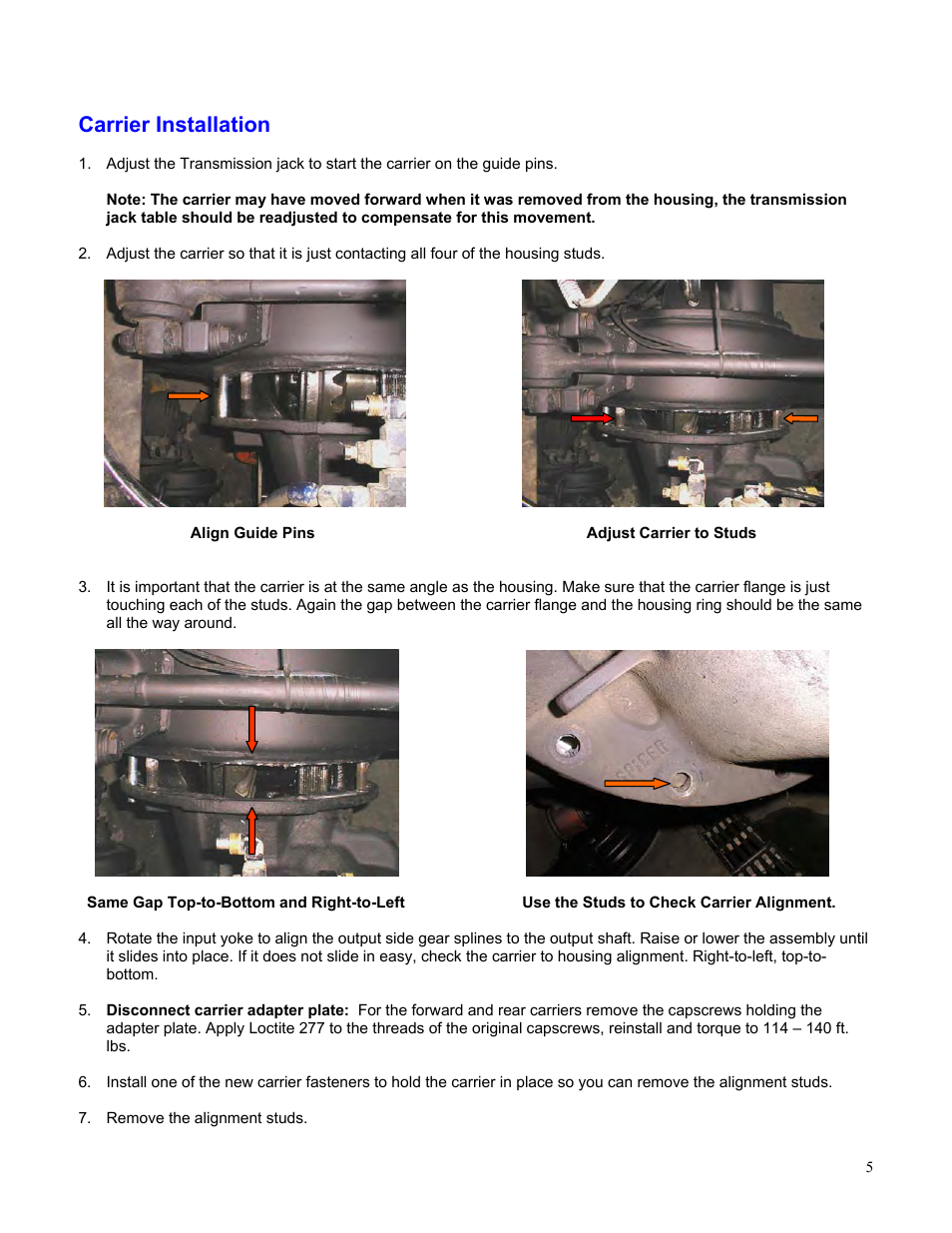 Carrier installation | Spicer Carrier to Housing Leak Repair Procedure User Manual | Page 5 / 6