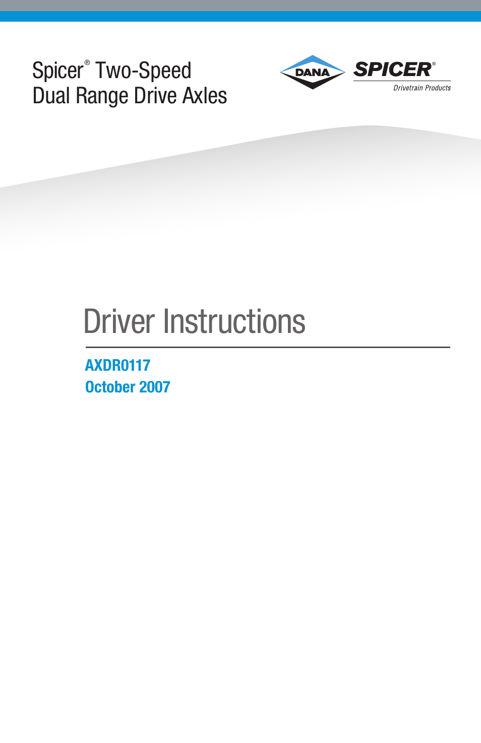 Spicer Two-Speed Dual Range Drive Axles User Manual | 8 pages