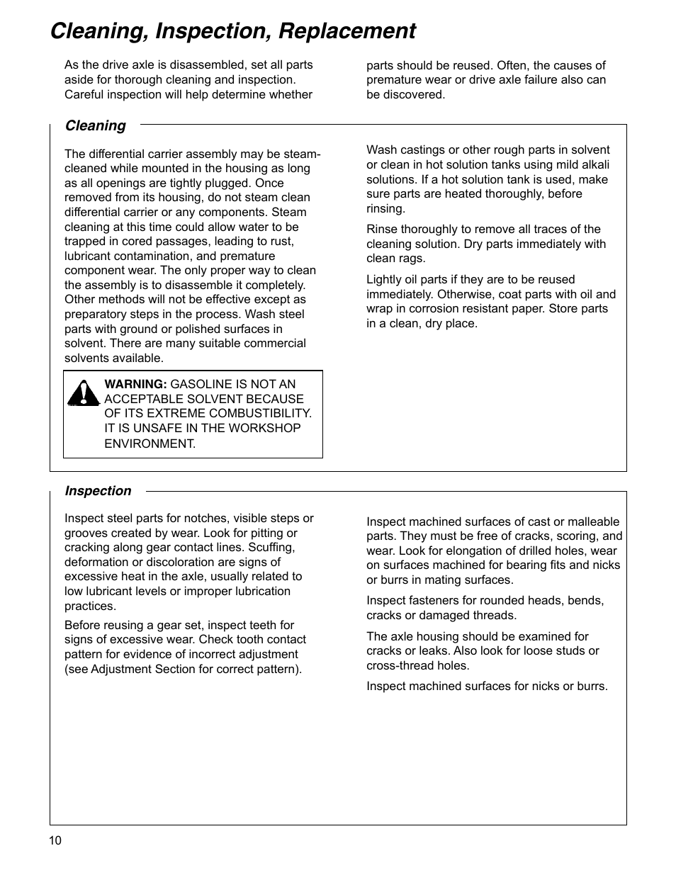 Cleaning, inspection, replacement | Spicer Drive Axles Service Manual Wheel Reduction Drive Axles (EA-50) User Manual | Page 12 / 28