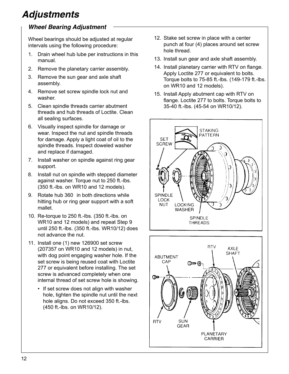 Adjustments | Spicer Drive Axles Service Manual Wheel Reduction Drive Axles (EA-50) User Manual | Page 14 / 28