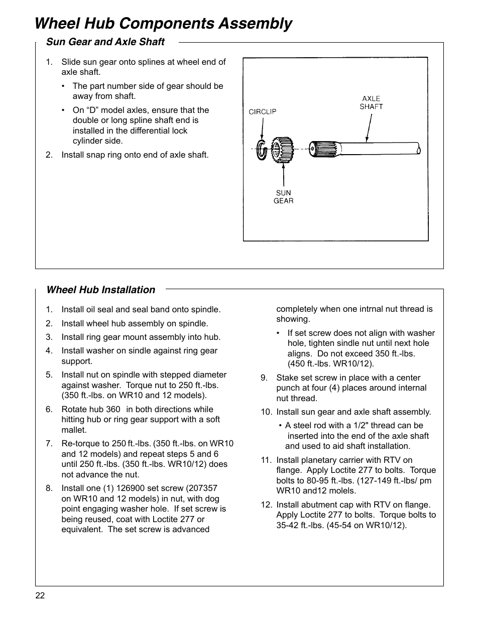 Wheel hub components assembly | Spicer Drive Axles Service Manual Wheel Reduction Drive Axles (EA-50) User Manual | Page 24 / 28