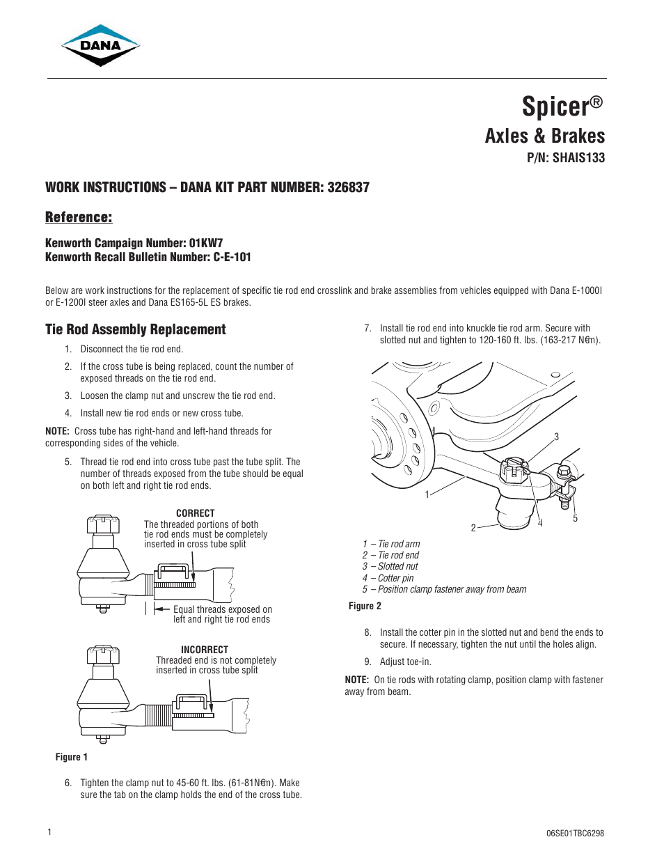 Spicer 326837 User Manual | 10 pages