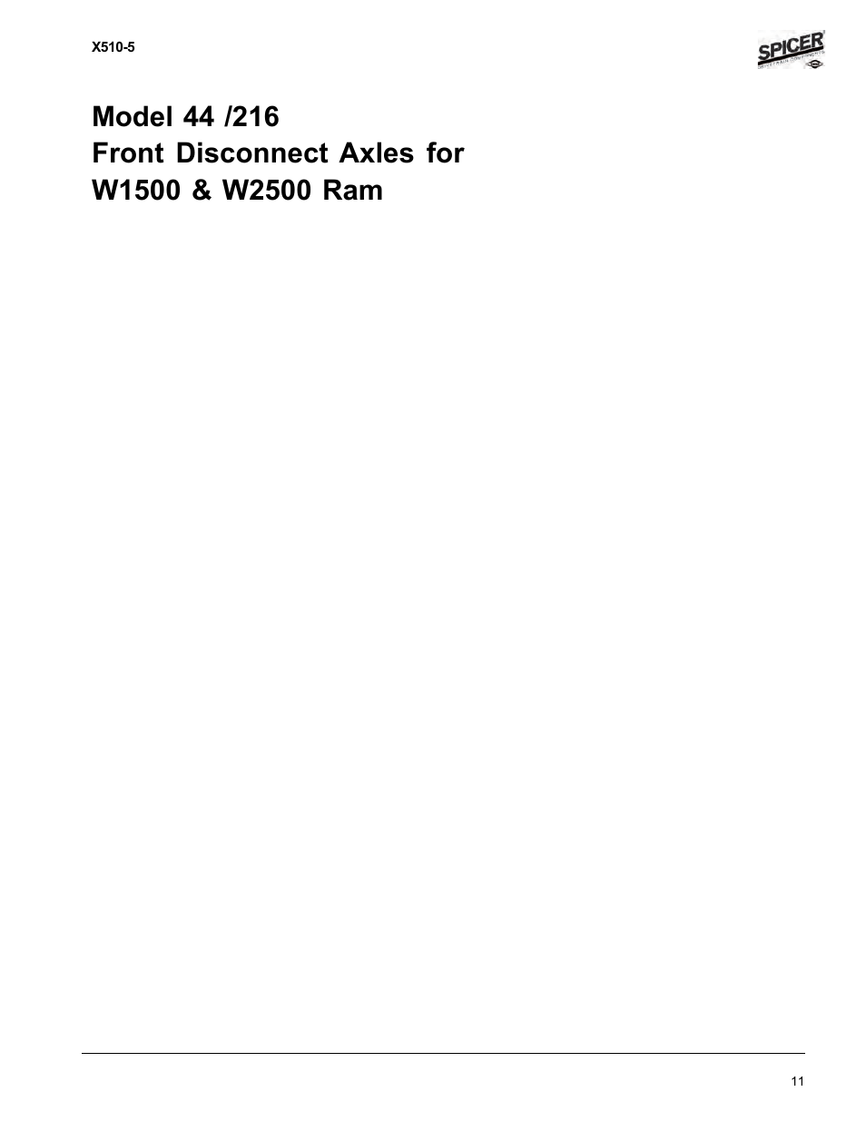 Model 44/216 front disconnect | Spicer Dodge 1999-2001 Light Duty Axle Applications User Manual | Page 13 / 57