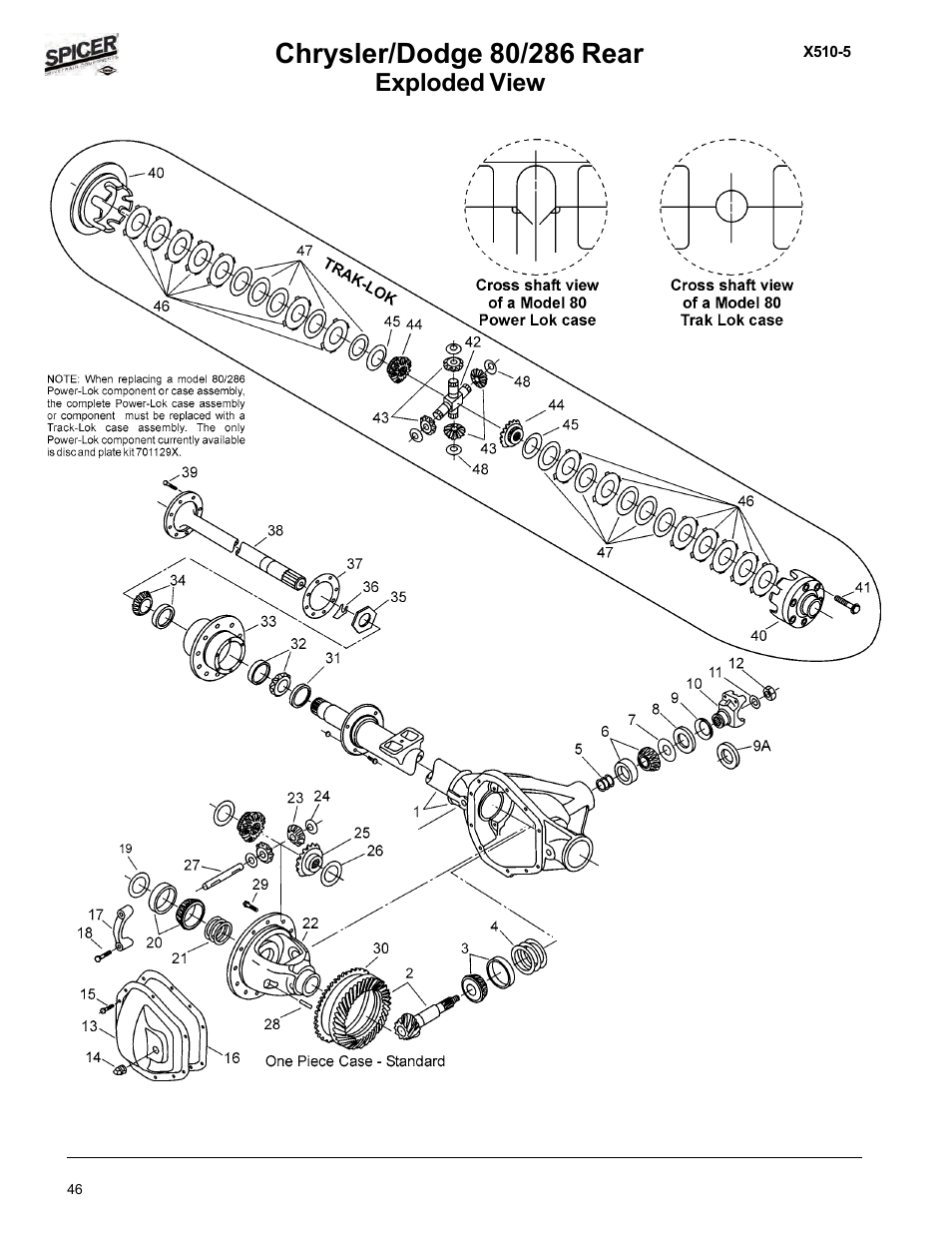 Exploded view & parts listing, Exploded view | Spicer Dodge 1999-2001 Light Duty Axle Applications User Manual | Page 48 / 57