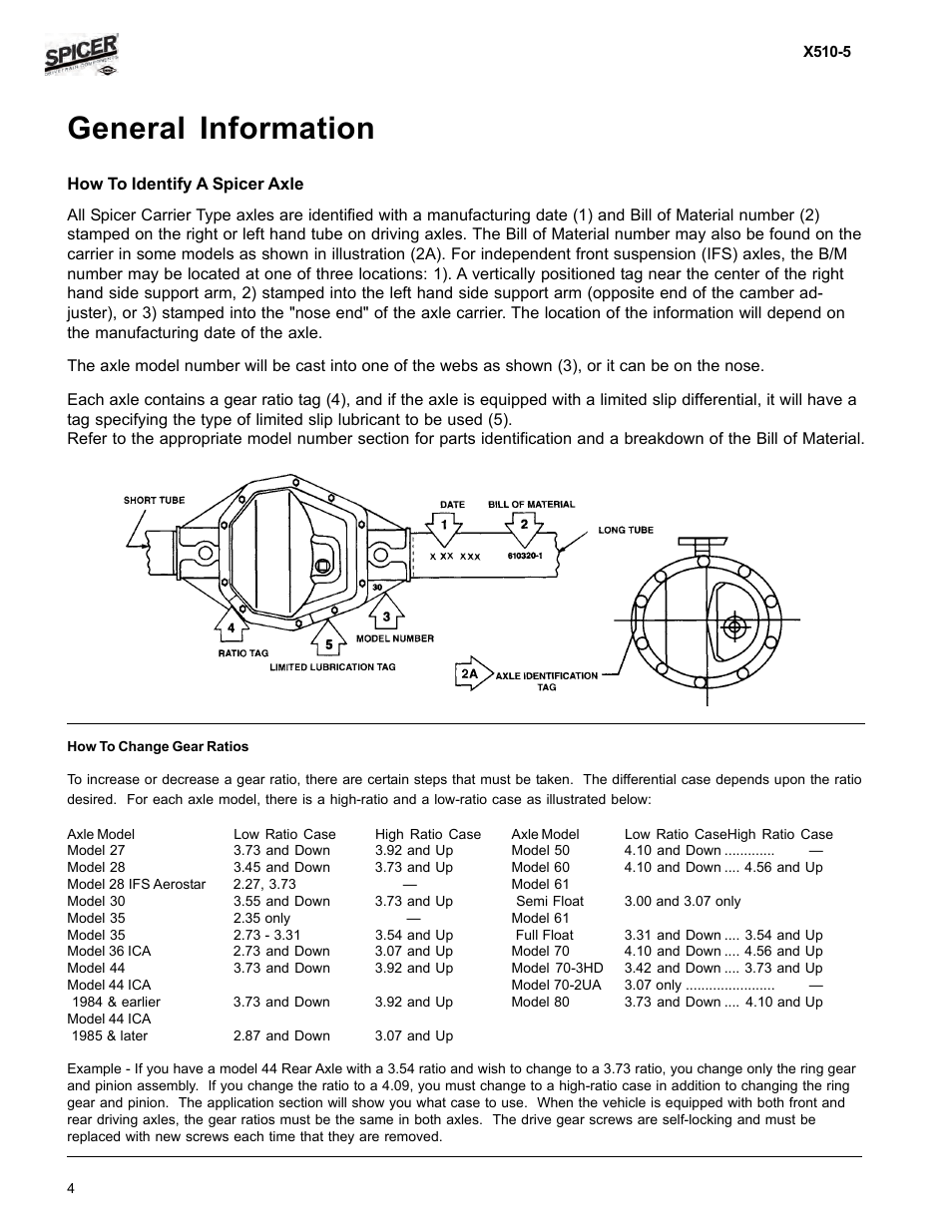 General information | Spicer Dodge 1999-2001 Light Duty Axle Applications User Manual | Page 6 / 57