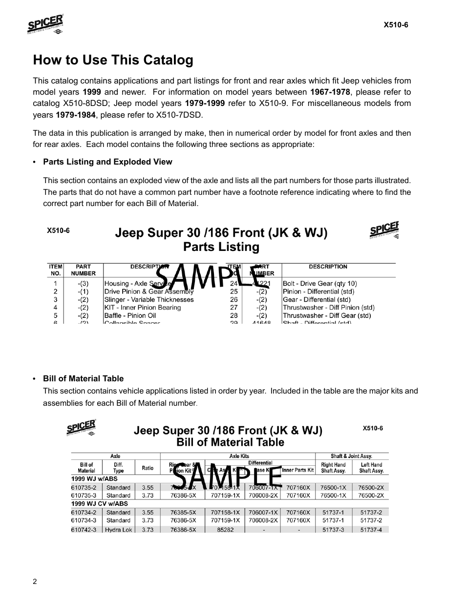 How to use this catalog | Spicer Jeep Applications 1999-2011 Light Axle Parts User Manual | Page 4 / 120