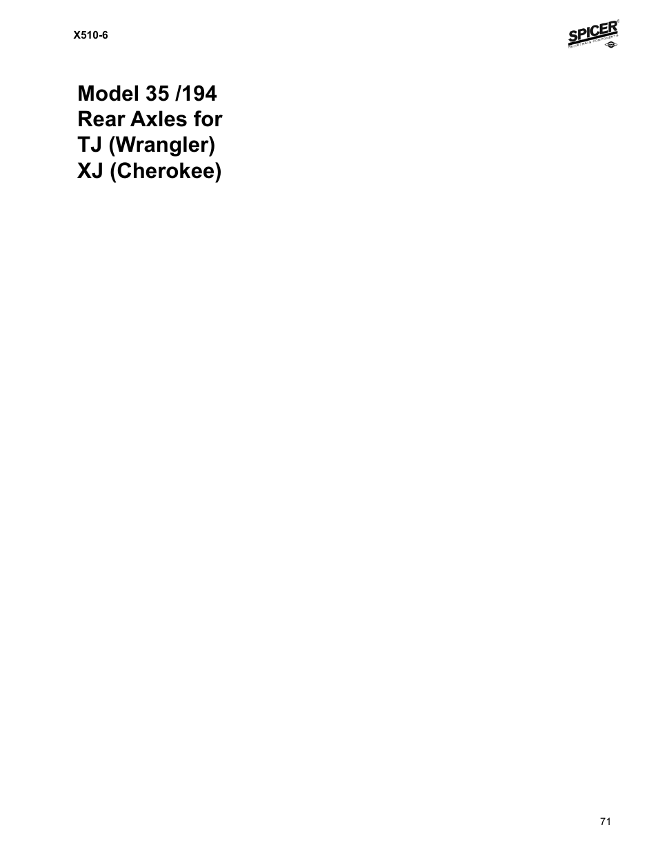 Spicer Jeep Applications 1999-2011 Light Axle Parts User Manual | Page 73 / 120