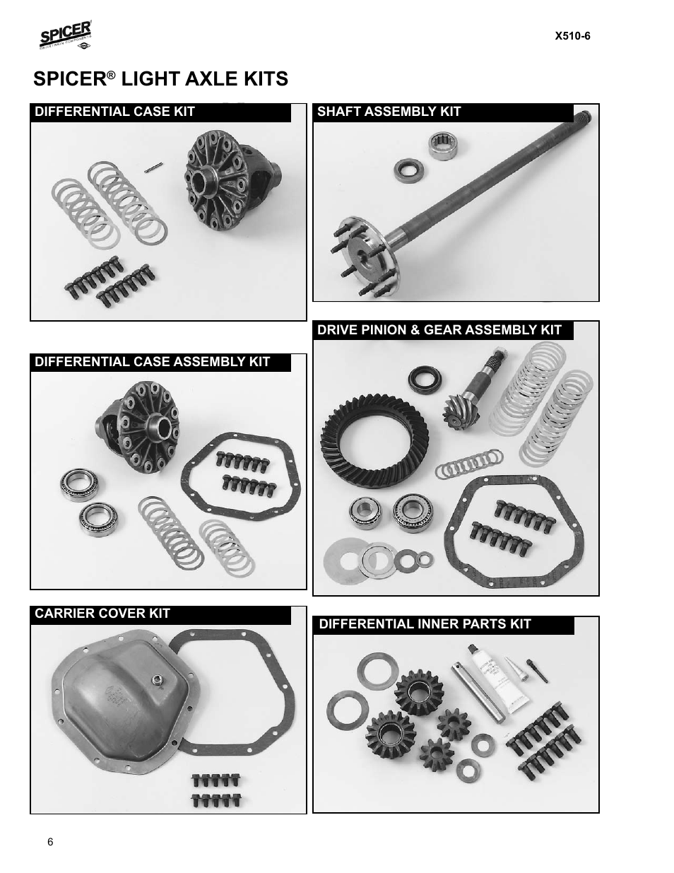 Spicer, Light axle kits | Spicer Jeep Applications 1999-2011 Light Axle Parts User Manual | Page 8 / 120