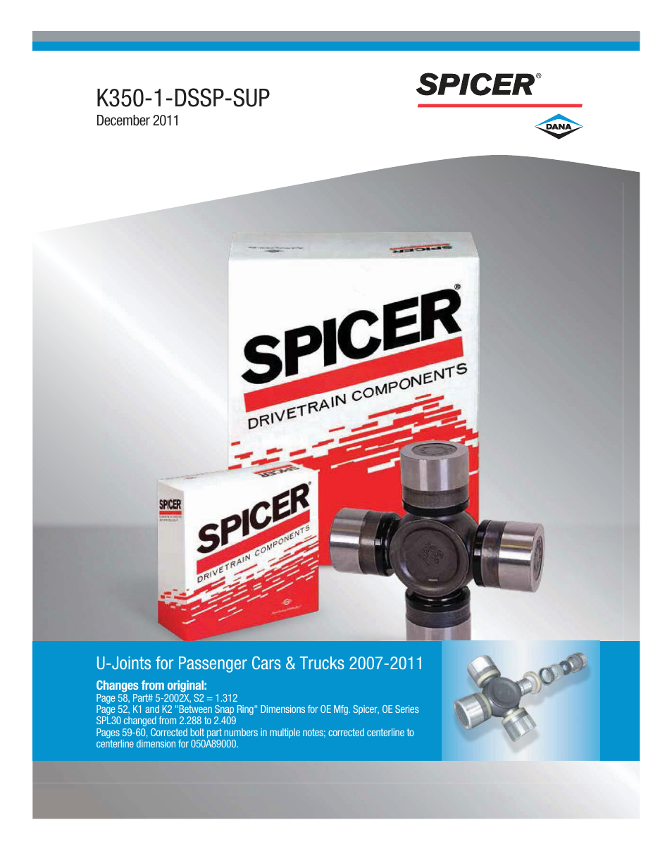 Spicer U-Joints for Passenger Cars and Trucks User Manual | 78 pages