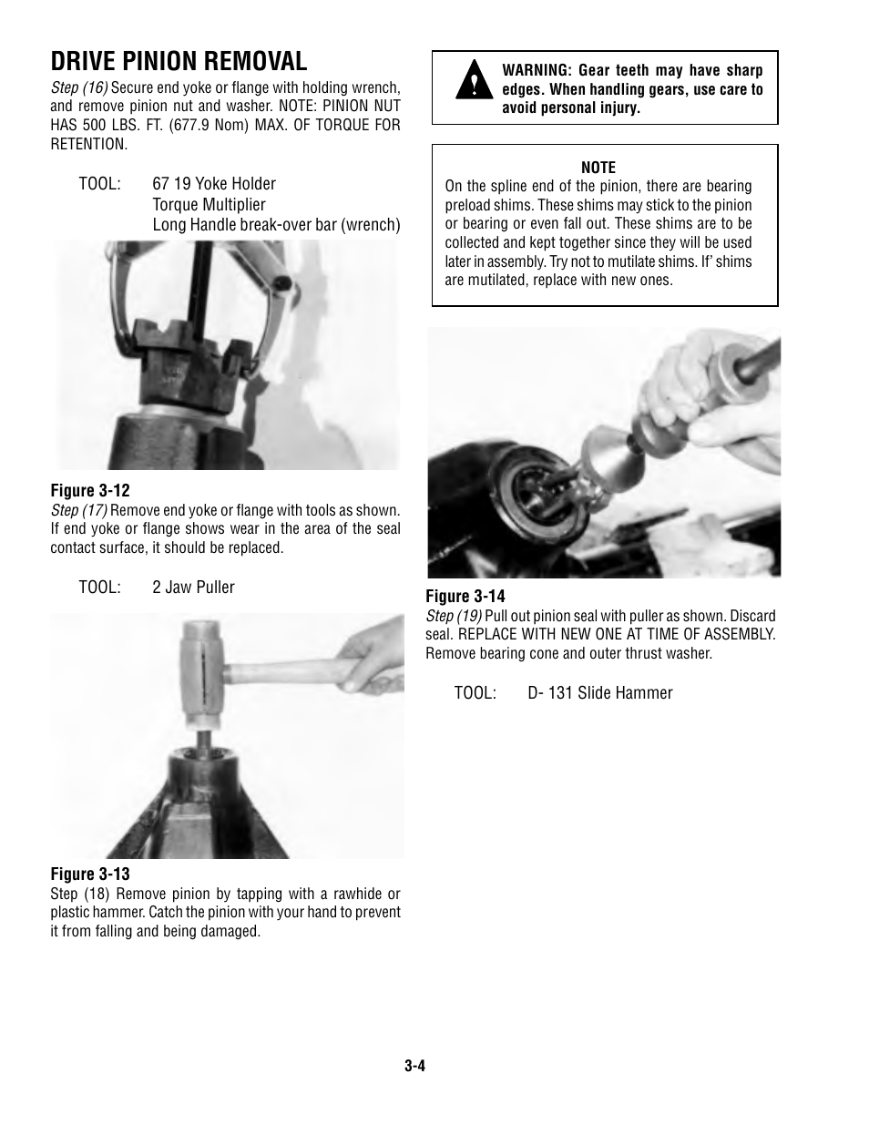 Drive pinion removal | Spicer Single Speed Axle - Service Manual User Manual | Page 13 / 30