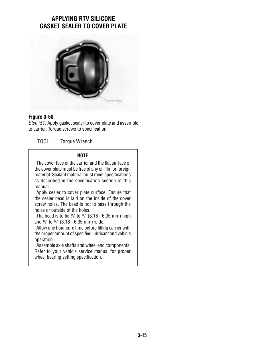 Applying rtv silicone gasket sealer to cover plate | Spicer Single Speed Axle - Service Manual User Manual | Page 24 / 30