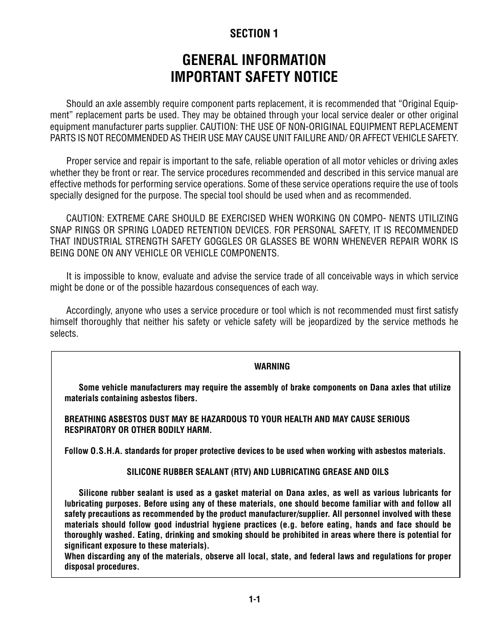 General information important safety notice | Spicer Single Speed Axle - Service Manual User Manual | Page 4 / 30