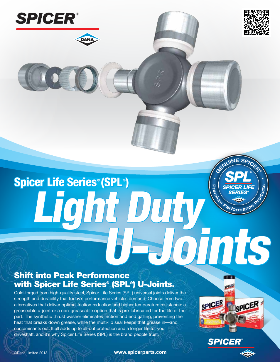 Spicer Life Series (SPL) Light Duty U-Joints User Manual | 2 pages