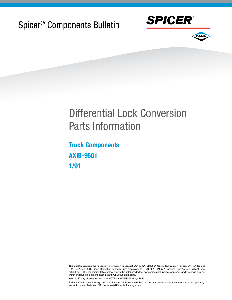 Spicer Differential Lock Conversion User Manual | 8 pages