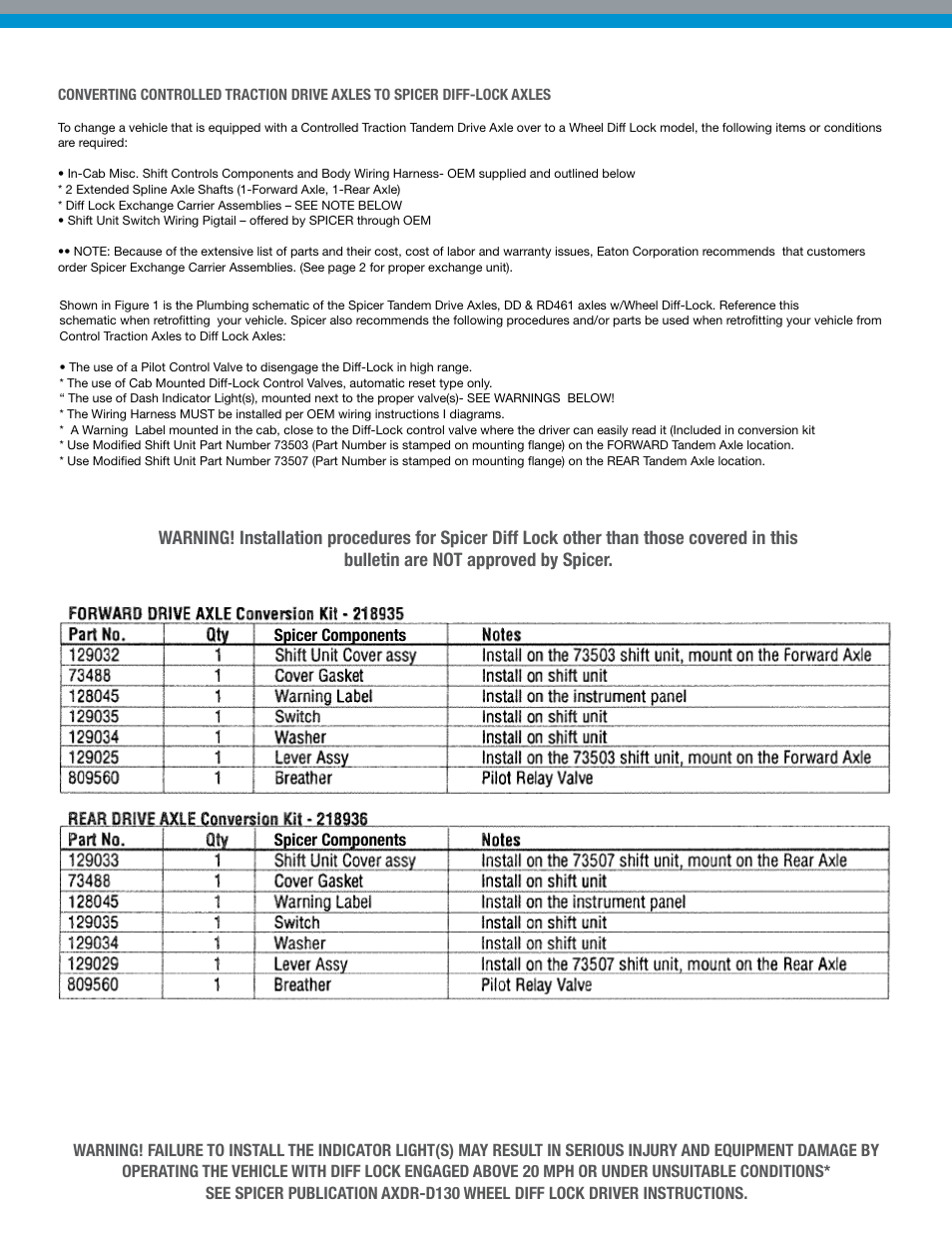 Spicer Differential Lock Conversion User Manual | Page 4 / 8