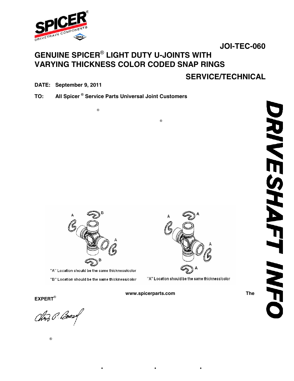 Spicer 2011 Spicer Bulletin 2; SERVICE_TECHNICAL INFORMATION User Manual | 1 page