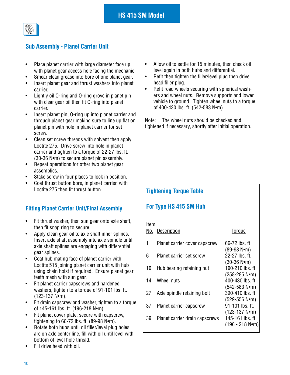 Hs 415 sm model | Spicer Hub Service Manual User Manual | Page 12 / 26