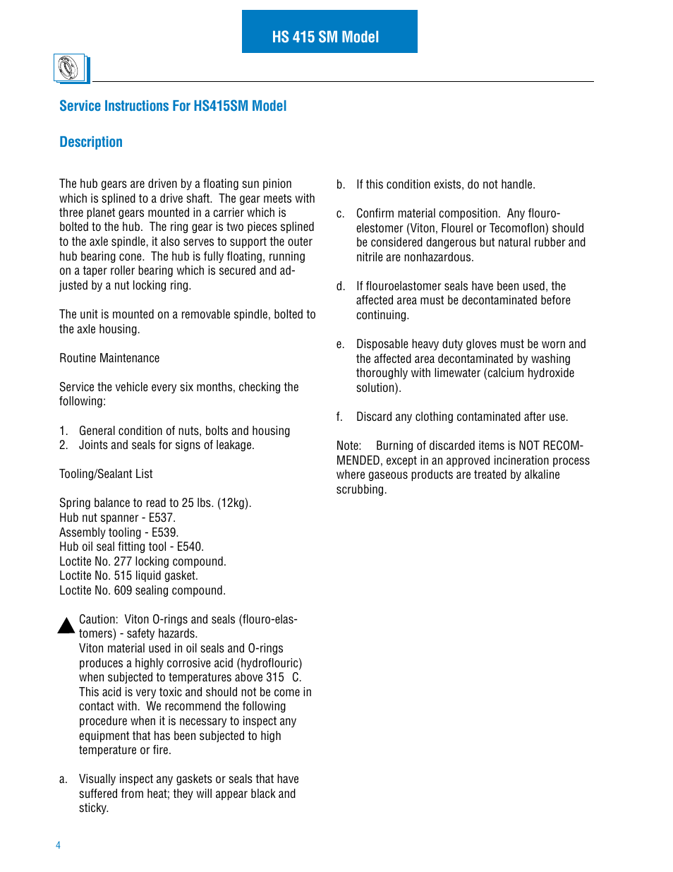 Hs 415 sm model | Spicer Hub Service Manual User Manual | Page 6 / 26