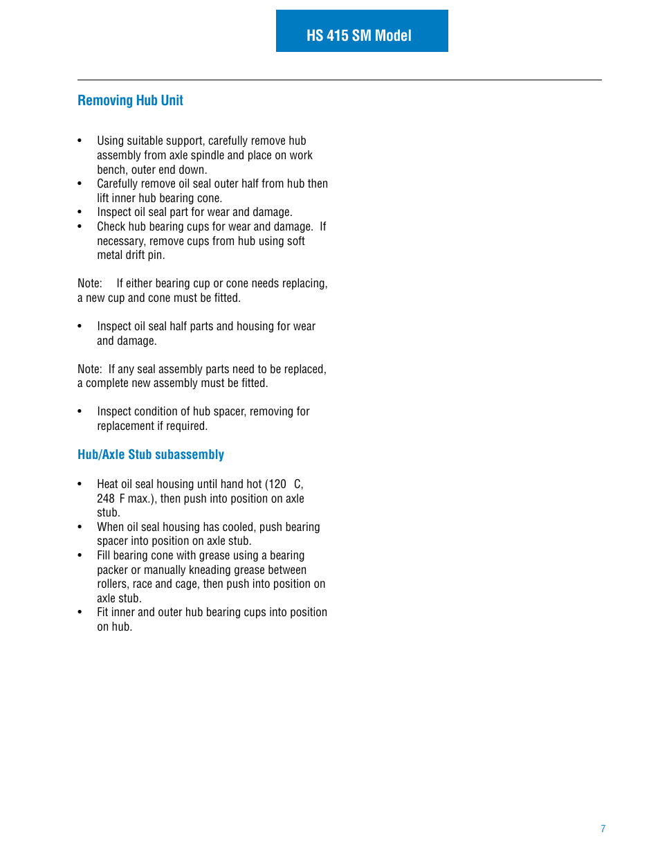 Hs 415 sm model | Spicer Hub Service Manual User Manual | Page 9 / 26