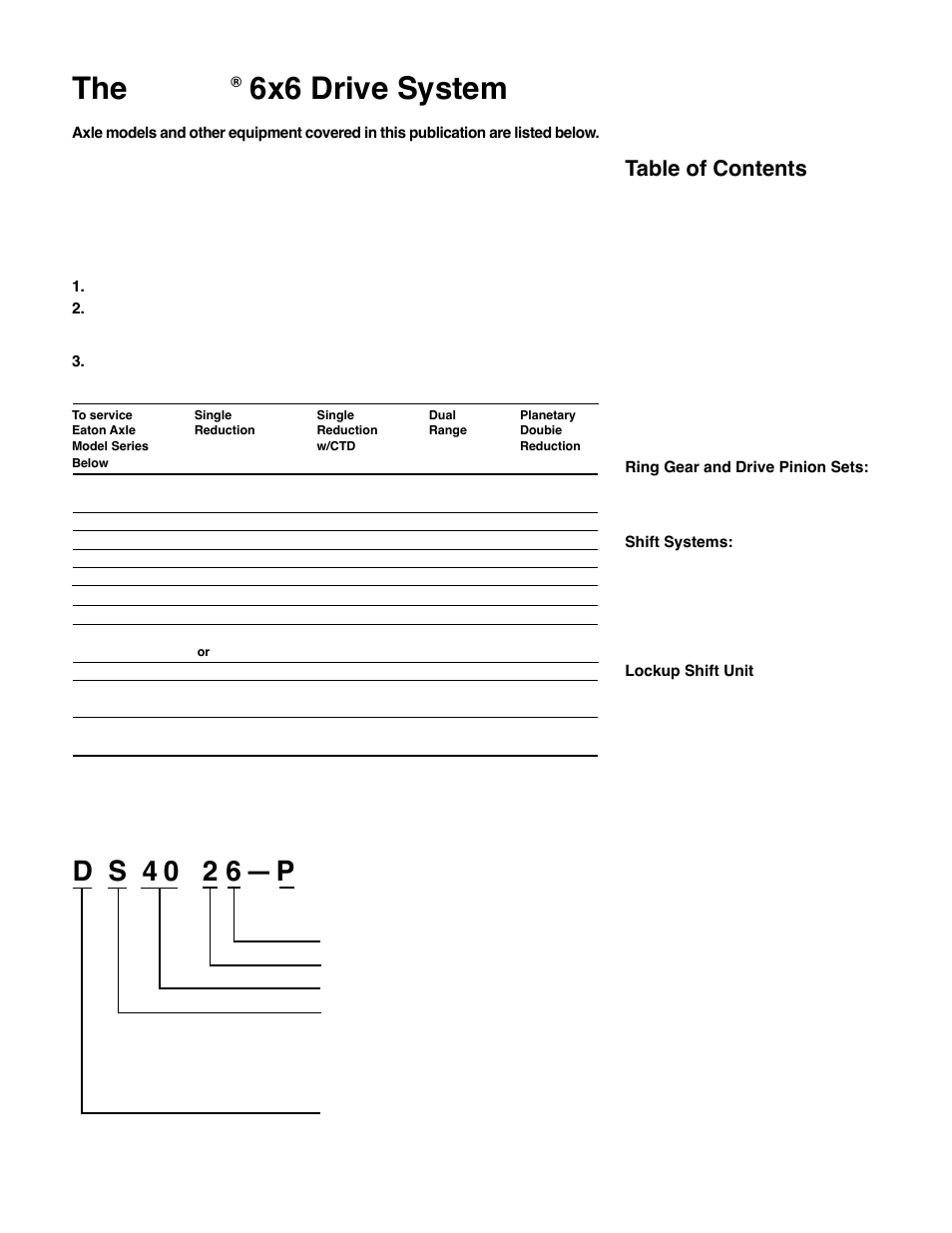 Spicer Drive System Illustrated Parts List ESD D386, D406, D466, DS4026, DS4616, DS_DC_DT4636, 6x6 User Manual | Page 3 / 48