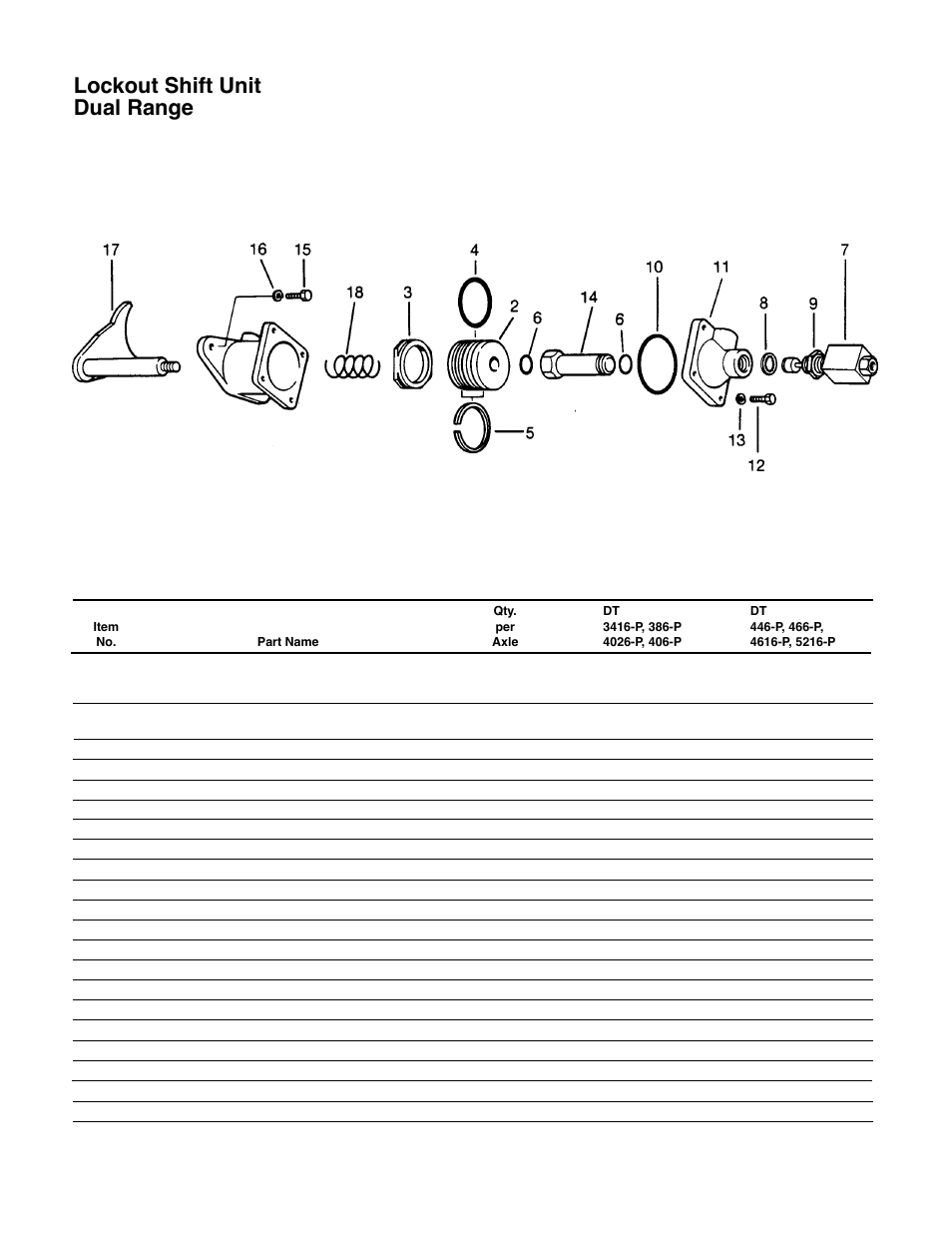 Lockout shift unit dual range | Spicer Drive System Illustrated Parts List ESD D386, D406, D466, DS4026, DS4616, DS_DC_DT4636, 6x6 User Manual | Page 43 / 48