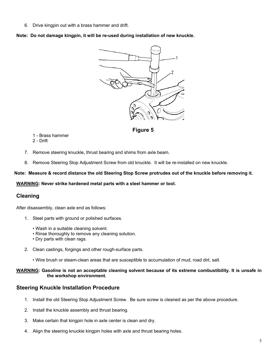 Spicer Dana Corporation Steer Knuckle Recall Identification and Repair Procedure User Manual | Page 5 / 11