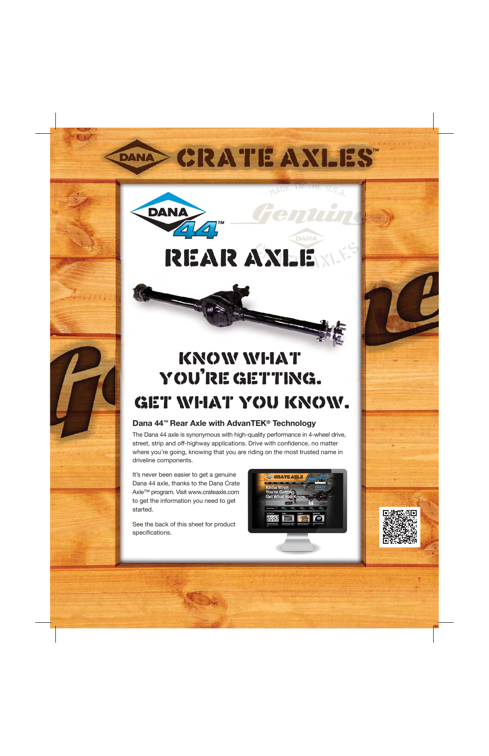 Spicer Dana 44 Rear Axle Sell Sheet User Manual | 2 pages
