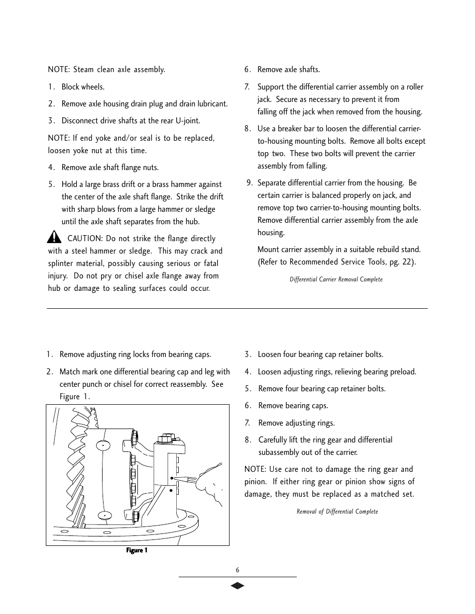 Removal of diff carrier from housing, Removal of diff from carrier, Removal of differential carrier from axle housing | Removal of differential from carrier | Spicer Drive Axles Service Manual User Manual | Page 8 / 28