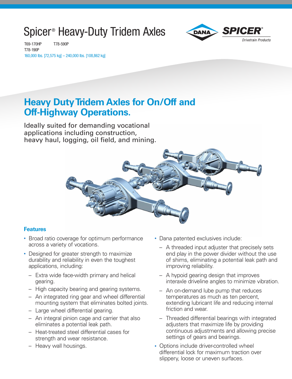 Spicer Heavy-Duty Tridem Axles User Manual | 2 pages