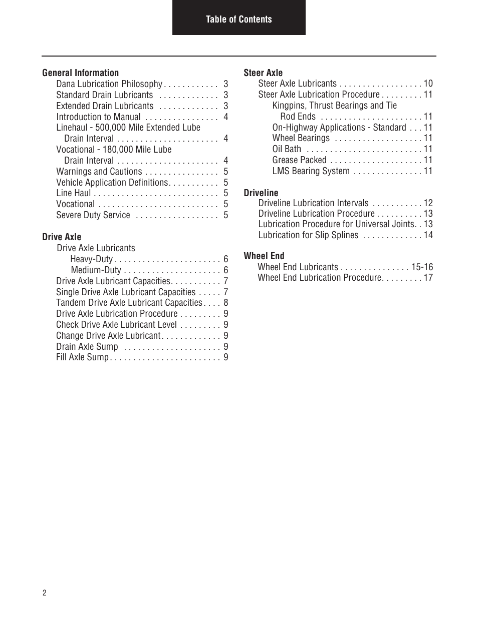 Spicer Lubrication Manual - July 2012 User Manual | Page 2 / 18