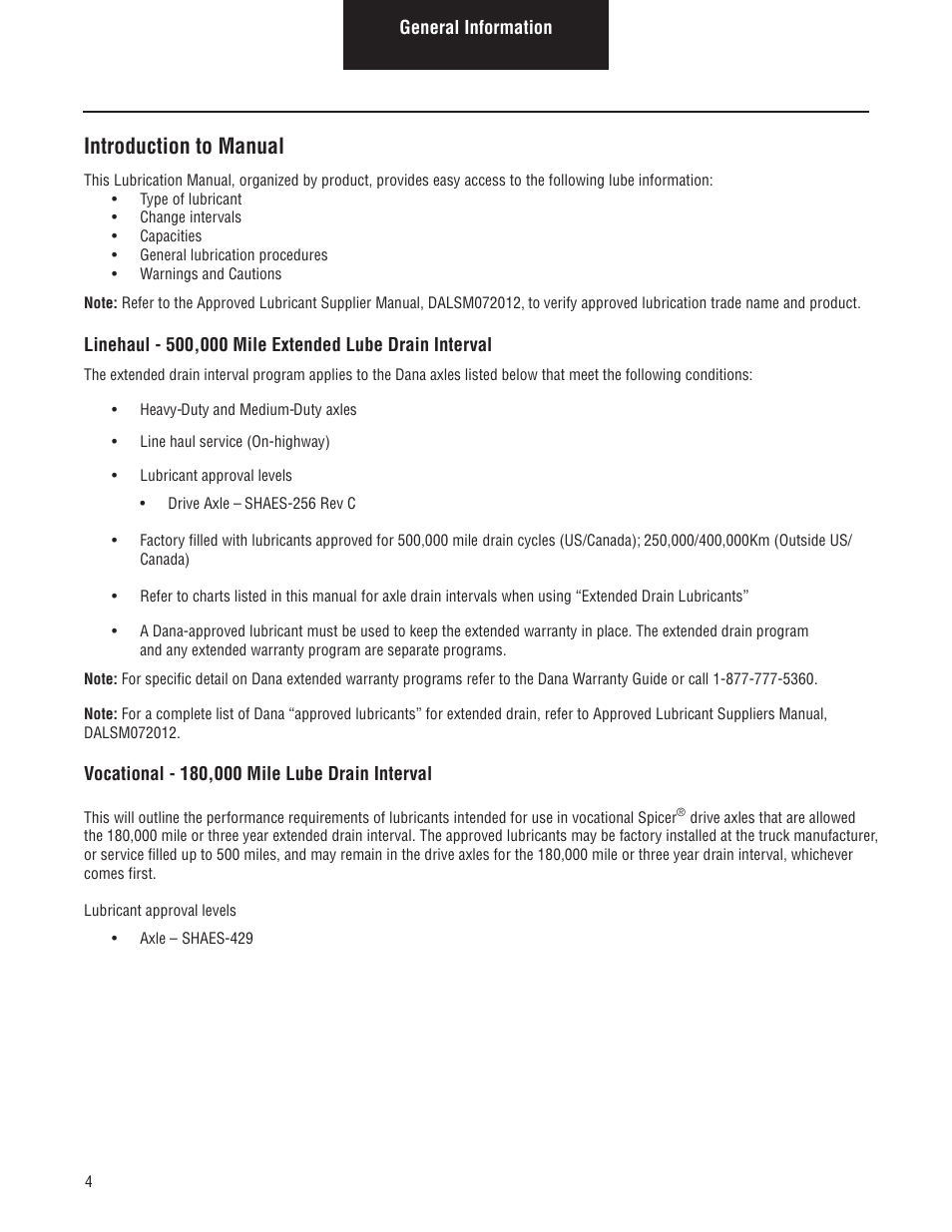 Introduction to manual | Spicer Lubrication Manual - July 2012 User Manual | Page 4 / 18