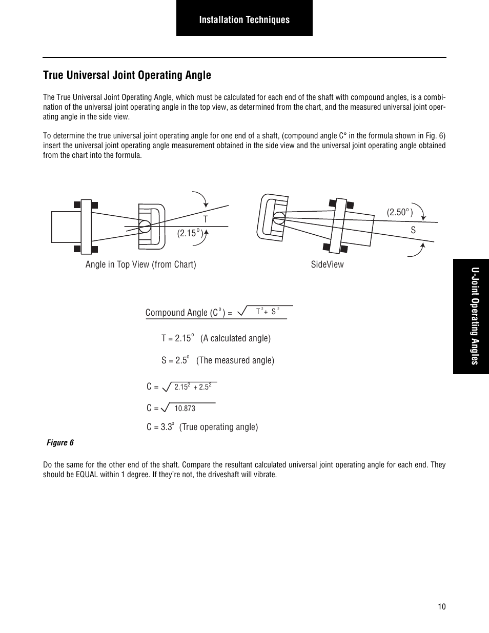 True universal joint operating angle, Installation techniques u-joint operating angles | Spicer Driveline Installation Service Manual User Manual | Page 13 / 24