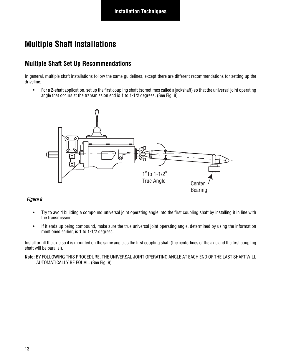 Multiple shaft installations, Multiple shaft set up recommendations | Spicer Driveline Installation Service Manual User Manual | Page 16 / 24