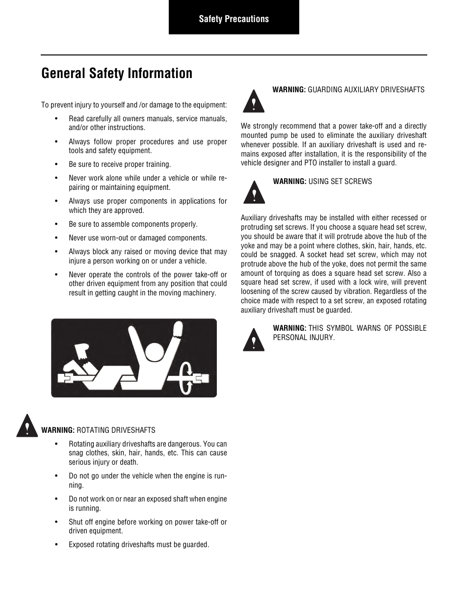 General safety information | Spicer Driveline Installation Service Manual User Manual | Page 2 / 24