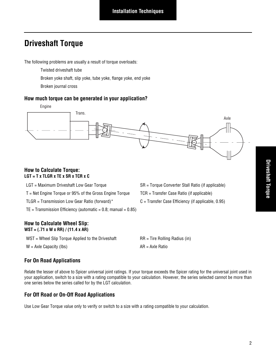 Driveshaft torque | Spicer Driveline Installation Service Manual User Manual | Page 5 / 24