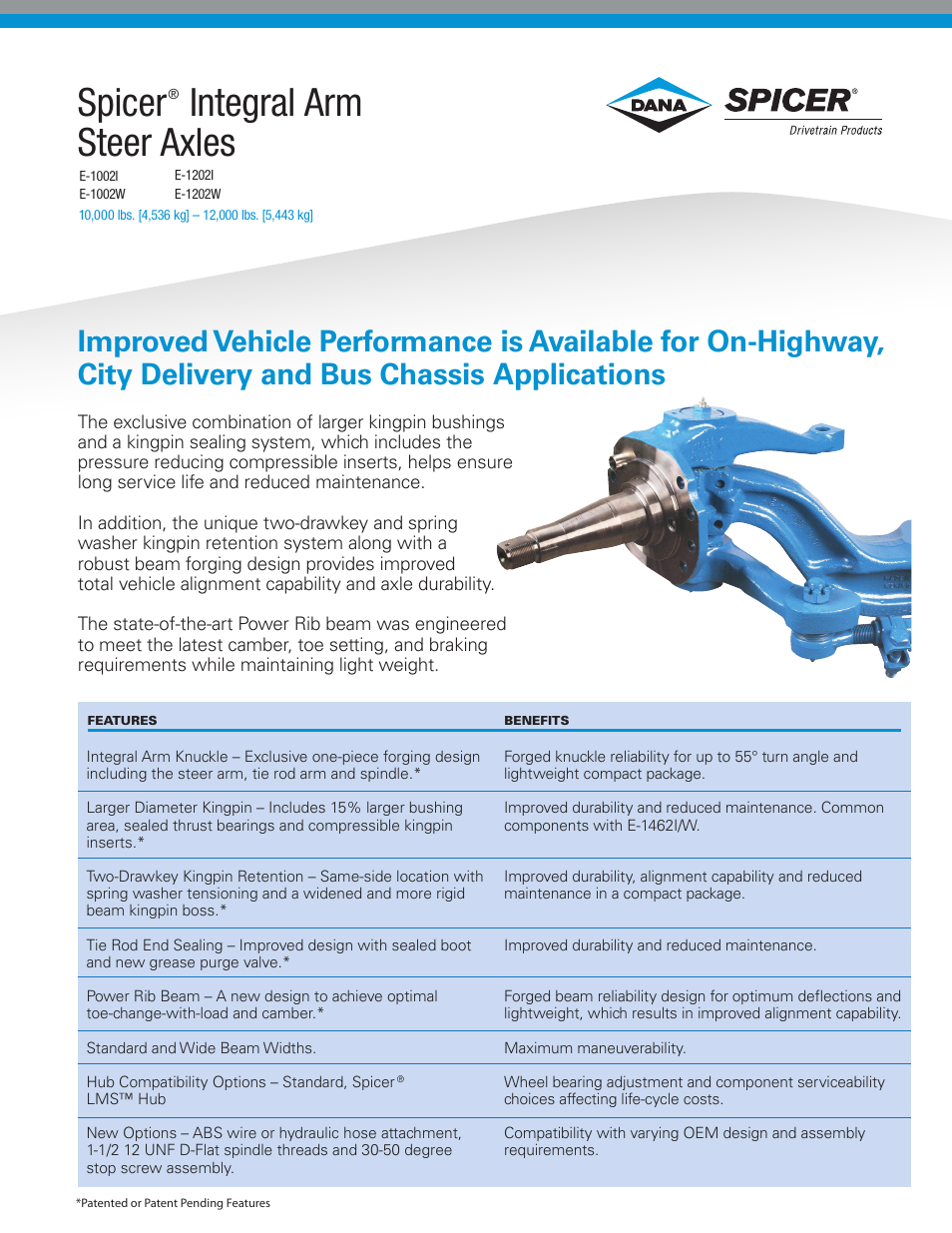 Spicer Integral Arm Steer Axles User Manual | 2 pages