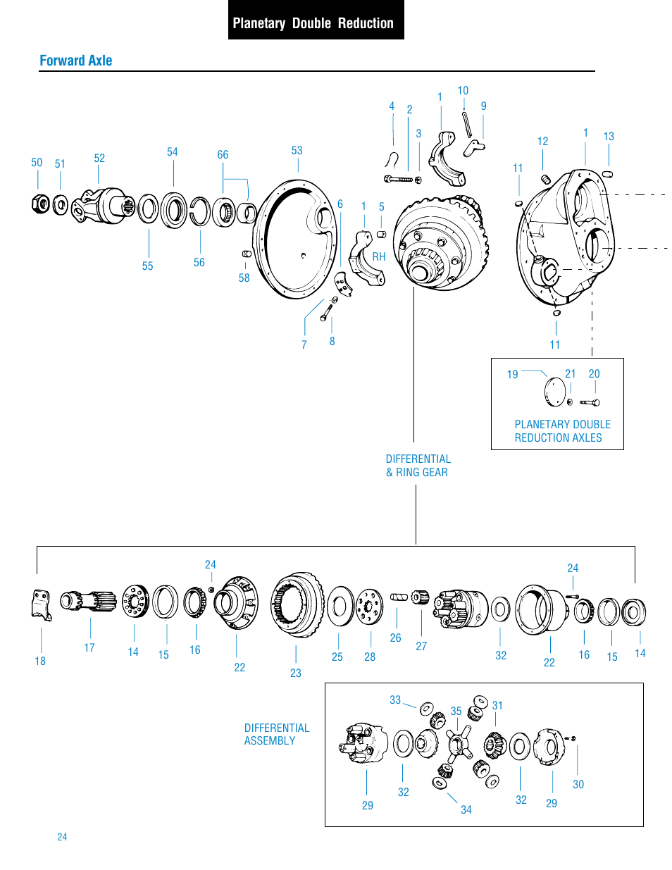 Forward axle planetary double reduction | Spicer Tandem Drive Axle: DS_RS461, 462, 463, 521, 581, DT_RT_DP_RP461, 462, 463, 521, 581, 601, 651 User Manual | Page 26 / 52