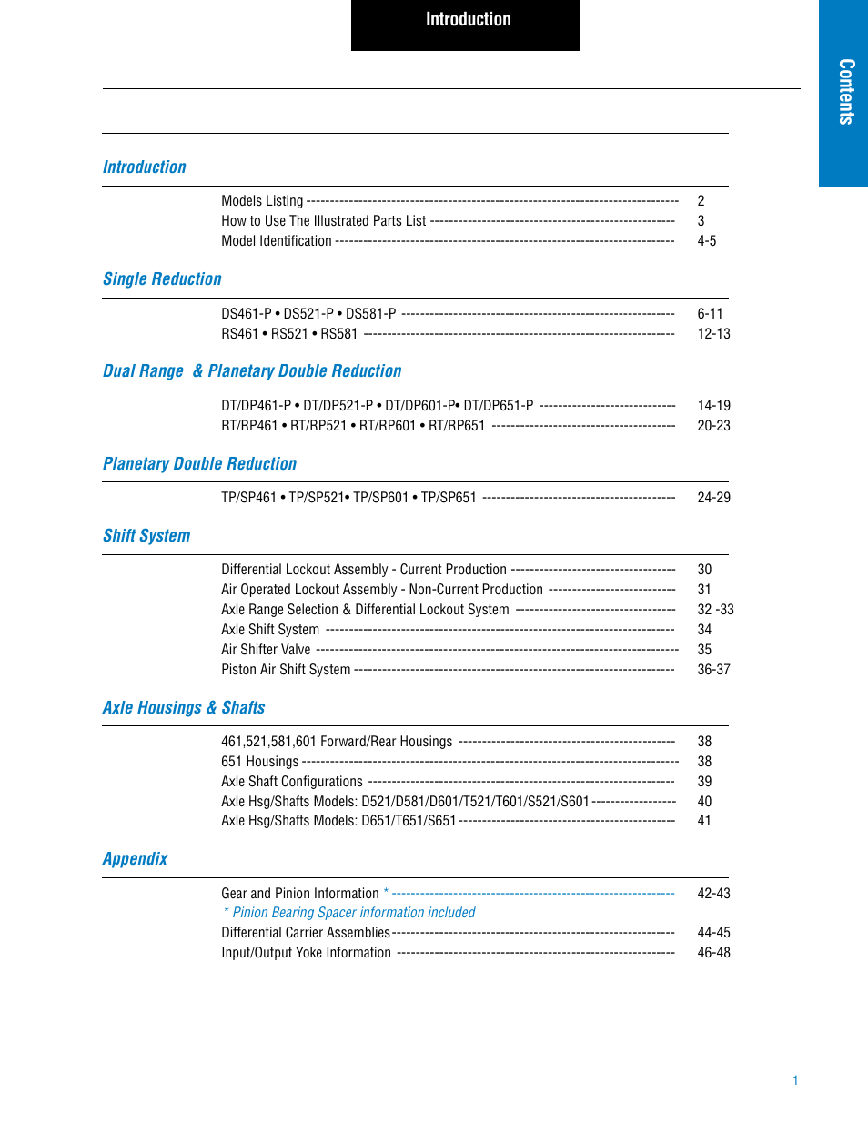 Spicer Tandem Drive Axle: DS_RS461, 462, 463, 521, 581, DT_RT_DP_RP461, 462, 463, 521, 581, 601, 651 User Manual | Page 3 / 52