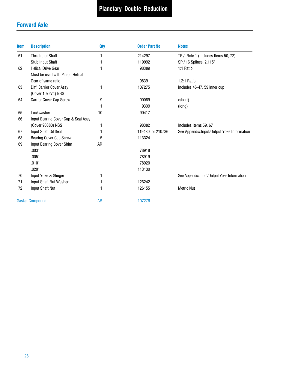 Forward axle planetary double reduction | Spicer Tandem Drive Axle: DS_RS461, 462, 463, 521, 581, DT_RT_DP_RP461, 462, 463, 521, 581, 601, 651 User Manual | Page 30 / 52