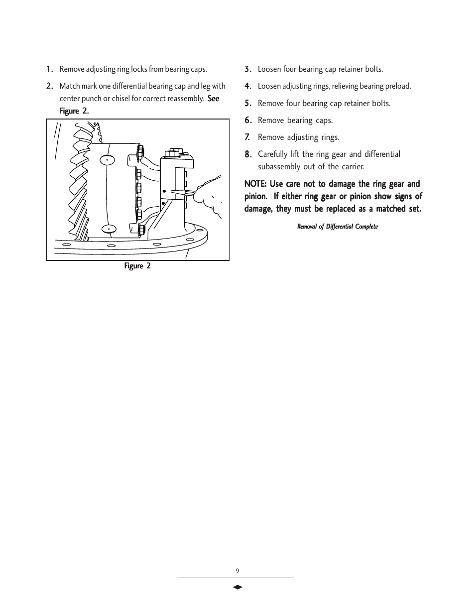 Removal of diff from carrier, Remov | Spicer Drive Axles Service Manual Wheel Reduction Drive Axles (EA-50) User Manual | Page 11 / 36